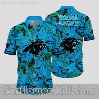 Carolina Panthers Green Leaf Hawaiian Shirt for Beach Trips