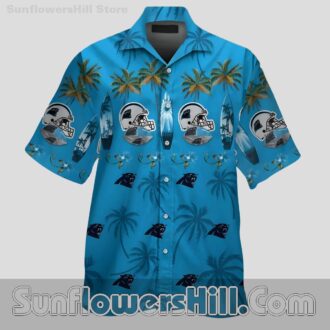 Carolina Panthers Helmet Palm Tree Casual Shirt for Tailgate Parties