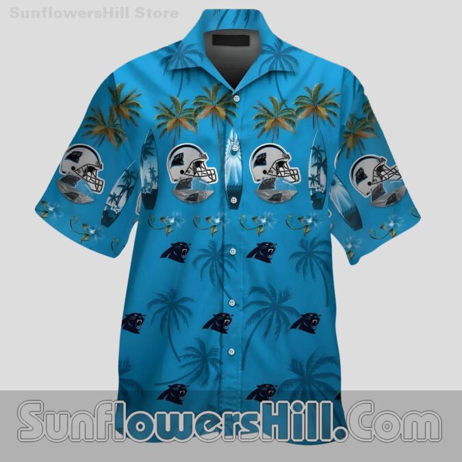 Carolina Panthers Helmet Palm Tree Casual Shirt for Tailgate Parties Carolina Panthers Helmet Palm Tree Casual Shirt for Tailgate Parties