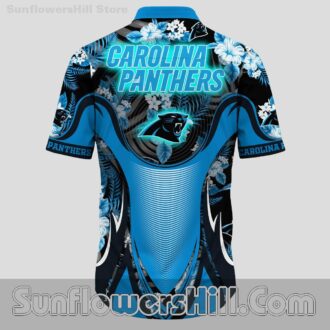 Carolina Panthers Hibiscus Floral Button Up Shirt for Beach Cookouts