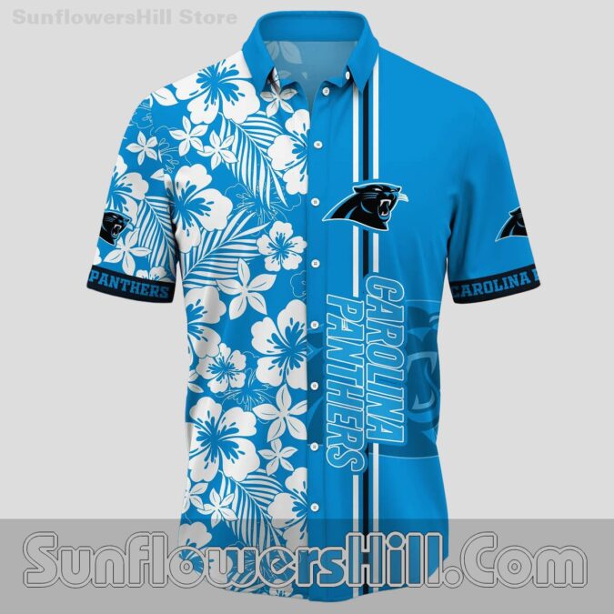 Carolina Panthers Hibiscus Floral Hawaiian Shirt for Beach Trips Carolina Panthers Hibiscus Floral Hawaiian Shirt for Beach Trips