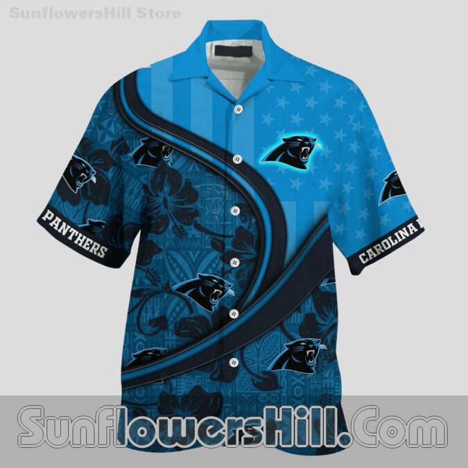 Carolina Panthers Hibiscus Print Hawaiian Shirt for Tailgate Fans Carolina Panthers Hibiscus Print Hawaiian Shirt for Tailgate Fans