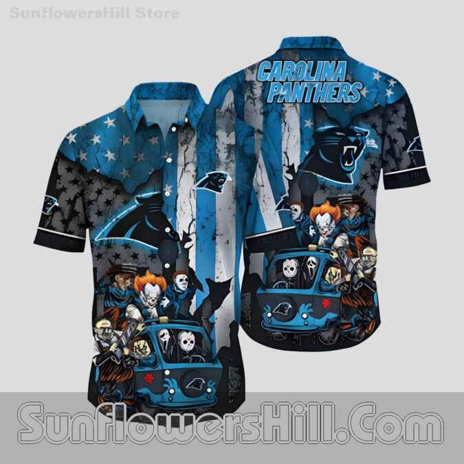 Carolina Panthers Horror Van Hawaiian Shirt for Halloween Game Day Fans Carolina Panthers Horror Van Hawaiian Shirt for Halloween Game Day Fans