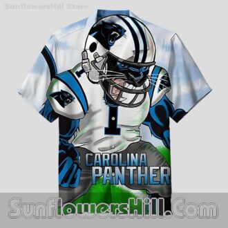Carolina Panthers Mascot White Hawaiian Shirt for Tailgate Fans