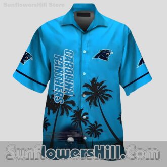 Carolina Panthers Night Palm Tree Button Up Shirt for Game Day