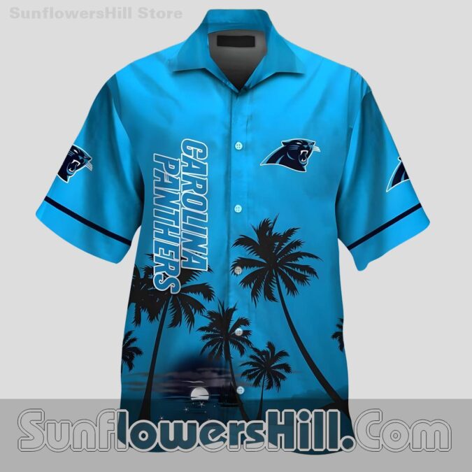 Carolina Panthers Night Palm Tree Button Up Shirt for Game Day Carolina Panthers Night Palm Tree Button Up Shirt for Game Day