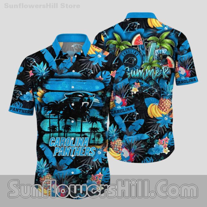 Carolina Panthers Palm Tree Aloha Shirt for Holiday Getaways and Sports Lovers Carolina Panthers Palm Tree Aloha Shirt for Holiday Getaways and Sports Lovers