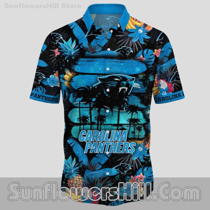 Carolina Panthers Palm Tree Aloha Shirt for Holiday Getaways and Sports Lovers