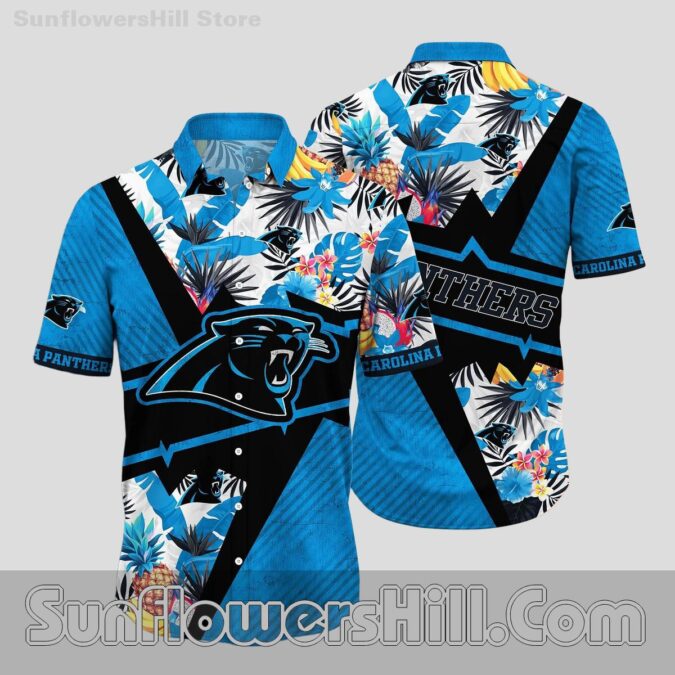 Carolina Panthers Pineapple Burst Hawaiian Shirt for Beach Trips Carolina Panthers Pineapple Burst Hawaiian Shirt for Beach Trips