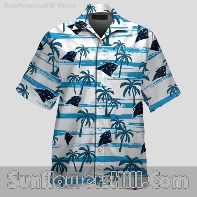 Carolina Panthers Relaxed Fit Palm Print Shirt for Vacation Vibes Carolina Panthers Relaxed Fit Palm Print Shirt for Vacation Vibes