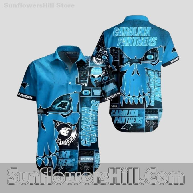Carolina Panthers Skull Art Hawaiian Shirt for Game Day Fans Carolina Panthers Skull Art Hawaiian Shirt for Game Day Fans