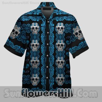 Carolina Panthers Skull Floral Hawaiian Shirt for Game Day Fans