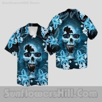 Carolina Panthers Skull Leaf Hawaiian Shirt for Halloween Party