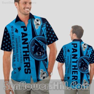 Carolina Panthers Star Print Button Up Shirt for Game Day Fans