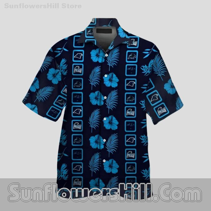 Carolina Panthers Tropical Floral Relaxed Fit Shirt for Vacation Vibes Carolina Panthers Tropical Floral Relaxed Fit Shirt for Vacation Vibes