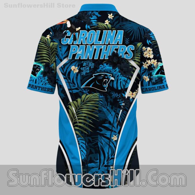 Carolina Panthers Tropical Palm Button Up Shirt for Beach Trips