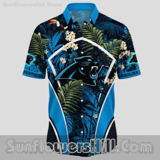 Carolina Panthers Tropical Palm Button Up Shirt for Beach Trips
