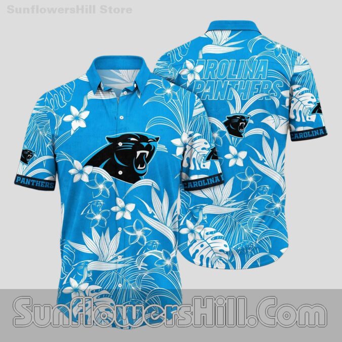 Carolina Panthers White Floral Hawaiian Shirt for Game Day Fans