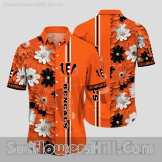 Cincinnati Bengals 3D Floral Button Up Shirt for Game Day Tailgates