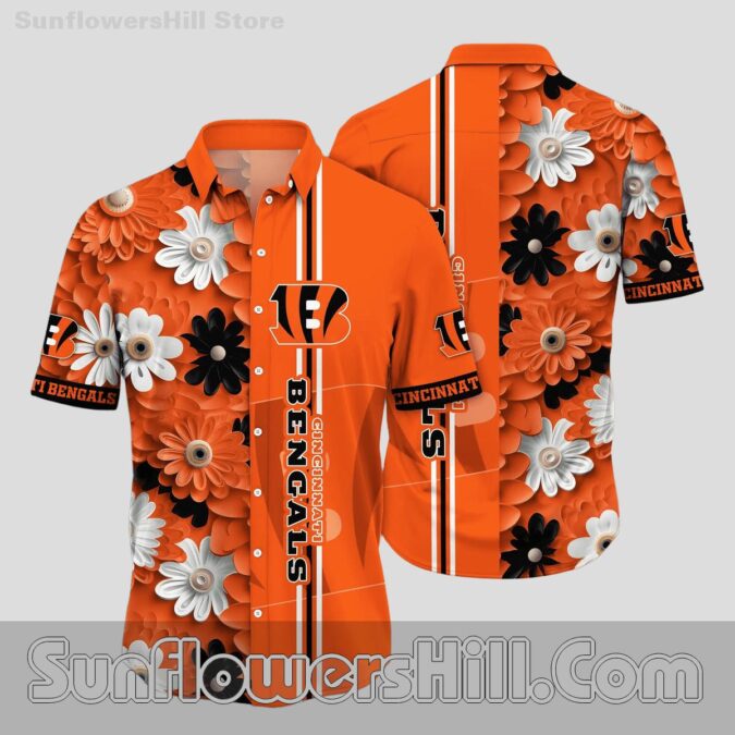 Cincinnati Bengals 3D Floral Button Up Shirt for Game Day Tailgates