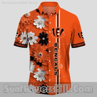 Cincinnati Bengals 3D Floral Button Up Shirt for Game Day Tailgates