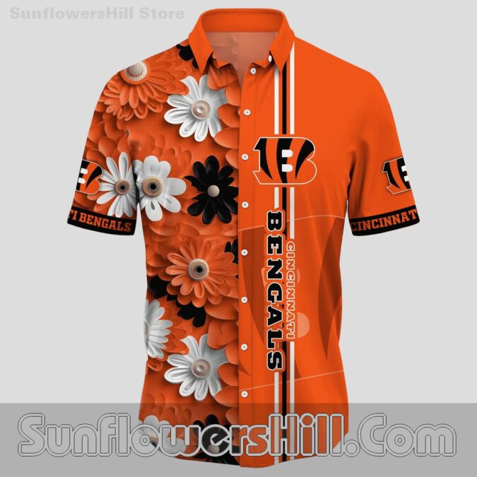 Cincinnati Bengals 3D Floral Button Up Shirt for Game Day Tailgates