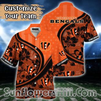 Cincinnati Bengals American Flag Aloha Shirt for Game Day Fans