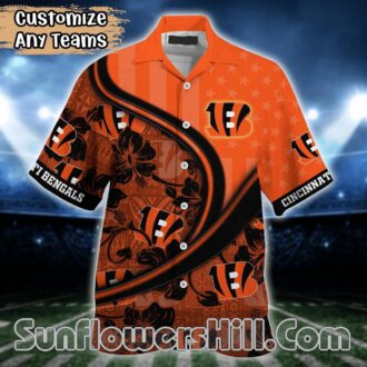 Cincinnati Bengals American Flag Aloha Shirt for Game Day Fans