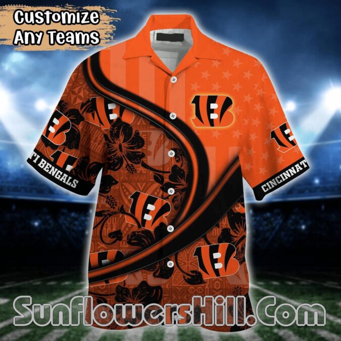 Cincinnati Bengals American Flag Aloha Shirt for Game Day Fans