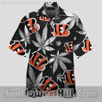 Cincinnati Bengals Black Cannabis Print Hawaiian Shirt for Game Day Fans