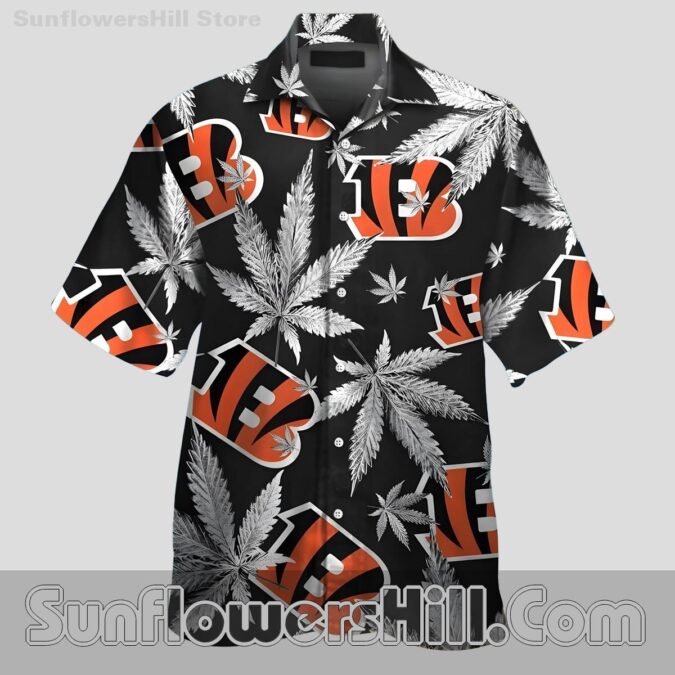 Cincinnati Bengals Black Cannabis Print Hawaiian Shirt for Game Day Fans