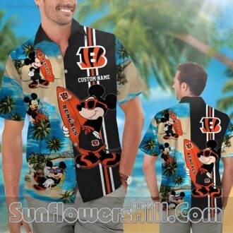 Cincinnati Bengals Cartoon Surfboard Hawaiian Shirt for Beach Day Fans