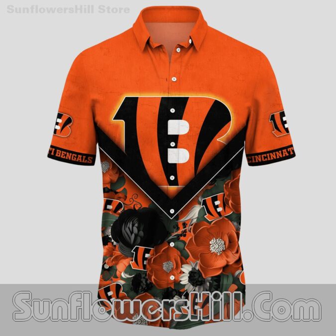Cincinnati Bengals Chevron Rose Hawaiian Shirt for Game Day Style Cincinnati Bengals Chevron Rose Hawaiian Shirt for Game Day Style