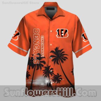 Cincinnati Bengals Coastal Silhouette Hawaiian Shirt for Football Fans