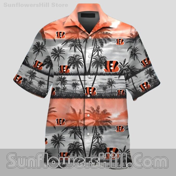 Cincinnati Bengals Coastal View Short Sleeve Shirt for Vacation Vibes Cincinnati Bengals Coastal View Short Sleeve Shirt for Vacation Vibes