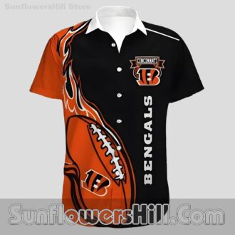 Cincinnati Bengals Fireball Football Button Up Shirt for Game Day Fans