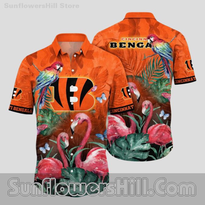 Cincinnati Bengals Flamingo Print Hawaiian Shirt for Beach Trip Fans Cincinnati Bengals Flamingo Print Hawaiian Shirt for Beach Trip Fans