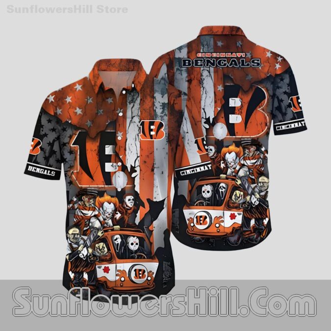 Cincinnati Bengals Halloween Horror Hawaiian Shirt for Game Day Fans Cincinnati Bengals Halloween Horror Hawaiian Shirt for Game Day Fans
