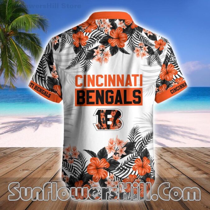 Cincinnati Bengals Hibiscus Bloom Hawaiian Shirt and Shorts Set for Beach Trips