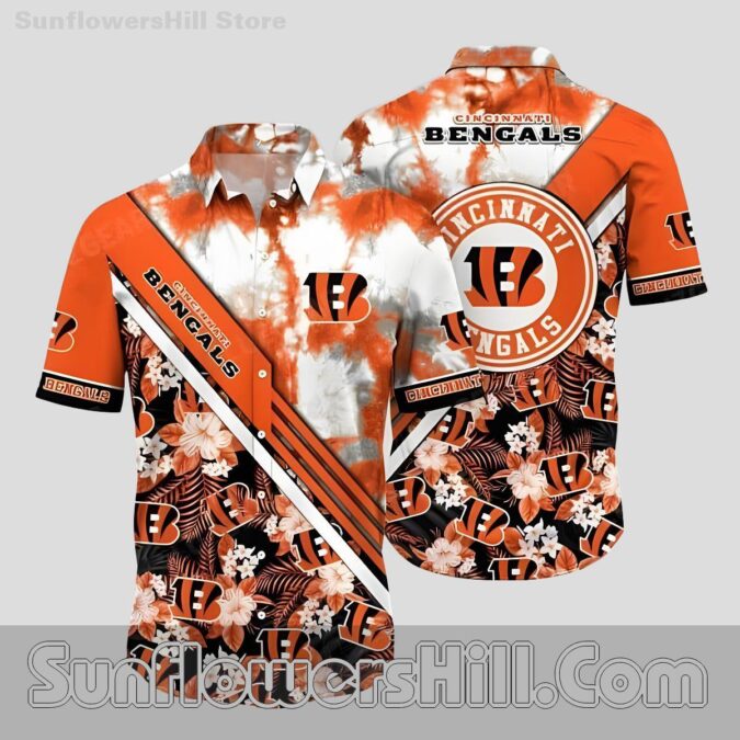 Cincinnati Bengals Hibiscus Pattern Short Sleeve Shirt for Football Lovers Cincinnati Bengals Hibiscus Pattern Short Sleeve Shirt for Football Lovers