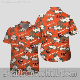 Cincinnati Bengals Hibiscus Print Button Up Shirt for Father’s Day Gift