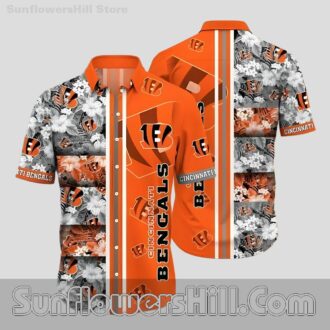 Cincinnati Bengals Orange Floral Button Up Shirt for Tailgate Fans