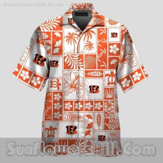 Cincinnati Bengals Orange Grid Pattern Hawaiian Shirt for Game Day Fun
