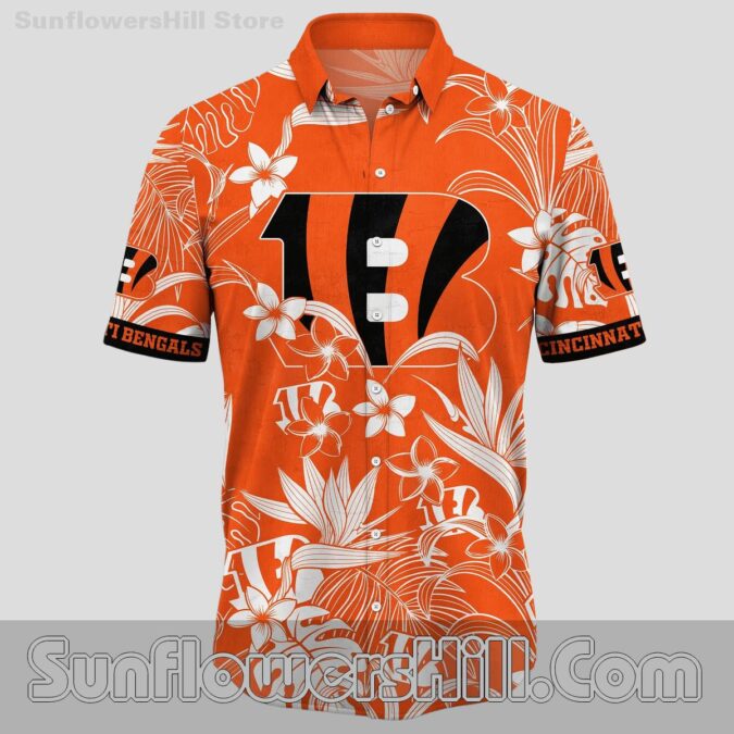 Cincinnati Bengals Orange Hibiscus Casual Shirt for Summer Cookouts