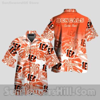 Cincinnati Bengals Orange Leaf Custom Hawaiian Shirt for Beach Fans