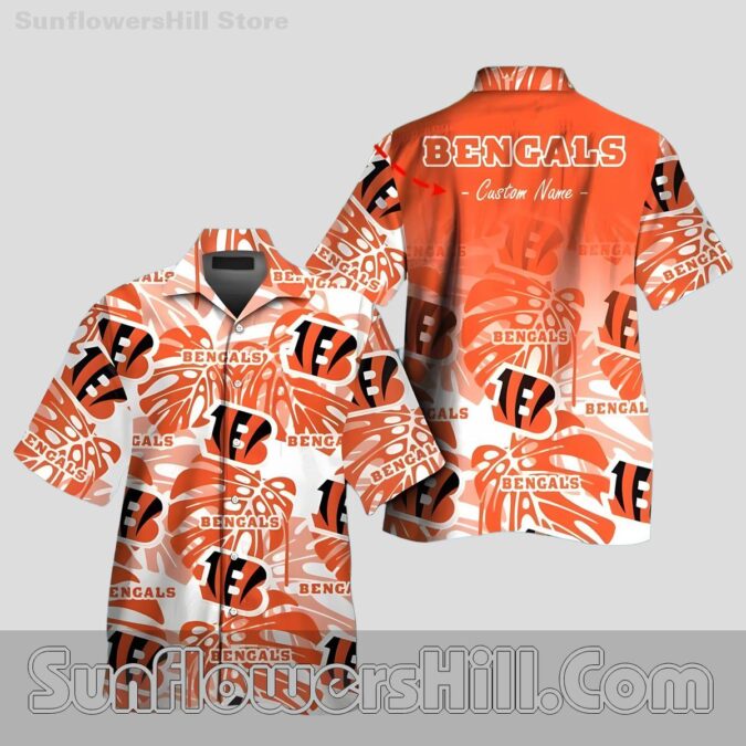 Cincinnati Bengals Orange Leaf Custom Hawaiian Shirt for Beach Fans Cincinnati Bengals Orange Leaf Custom Hawaiian Shirt for Beach Fans