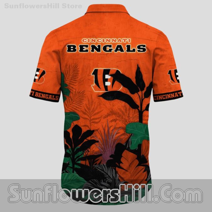 Cincinnati Bengals Orange Leaf Print Hawaiian Shirt for Summer Game Days