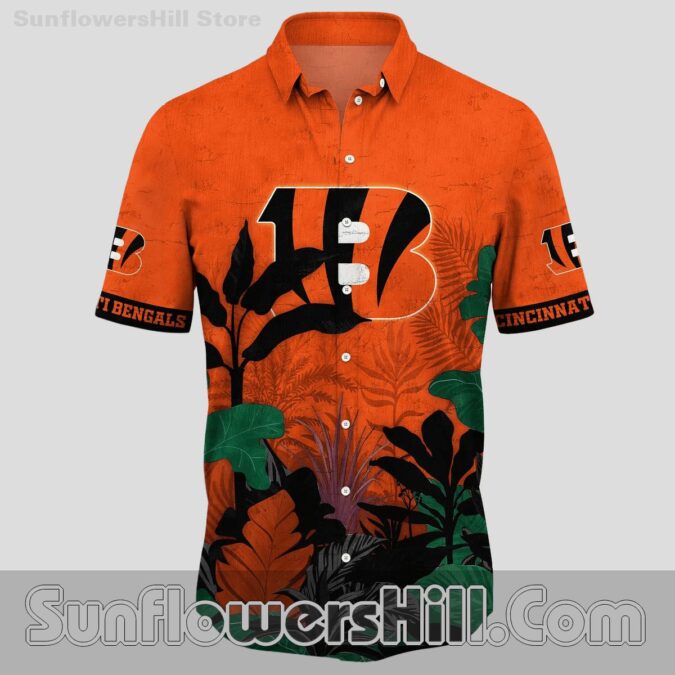 Cincinnati Bengals Orange Leaf Print Hawaiian Shirt for Summer Game Days