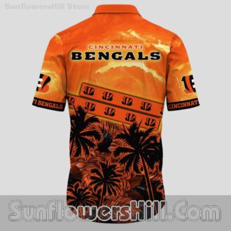 Cincinnati Bengals Palm Tree Button Up Shirt for Summer Tailgates