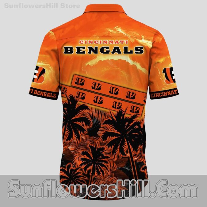 Cincinnati Bengals Palm Tree Button Up Shirt for Summer Tailgates